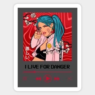 Kawaii anime shirts collection :  blue hair anime girl power Sticker